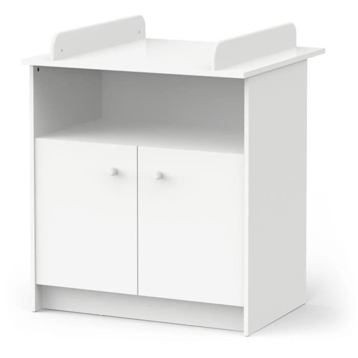 Cómoda cambiador con 2 puertas, 1 nicho - HELICIA - Blanco mate - 79,6 x 70 x 94,4 cm - DEMEYERE 3 Cómoda cambiador con 2 puertas, 1 nicho - HELICIA - Blanco mate - 79,6 x 70 x 94,4 cm - DEMEYERE 3