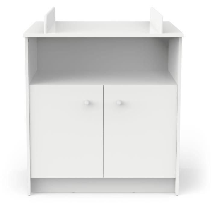 Cómoda cambiador con 2 puertas, 1 nicho - HELICIA - Blanco mate - 79,6 x 70 x 94,4 cm - DEMEYERE 4 Cómoda cambiador con 2 puertas, 1 nicho - HELICIA - Blanco mate - 79,6 x 70 x 94,4 cm - DEMEYERE 4