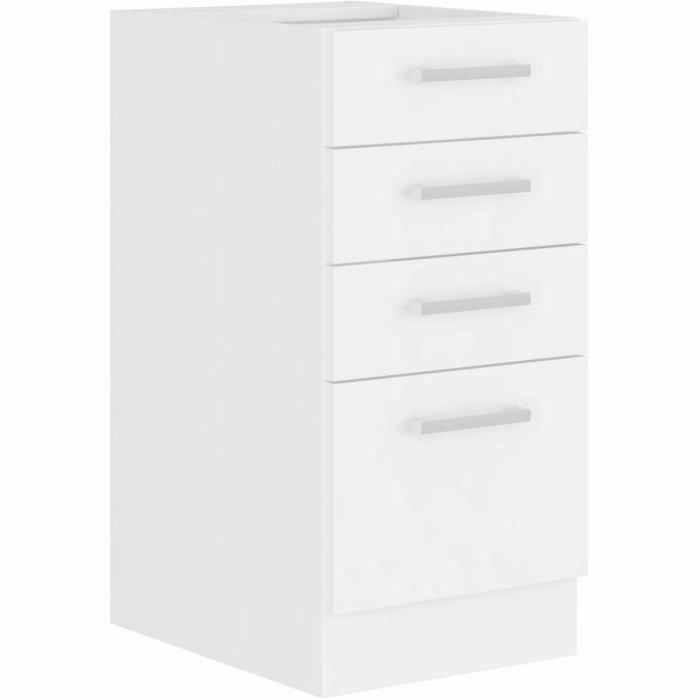 Atlas ATLAS40D4S Mueble bajo con 4 cajones - Decoración blanca - 40cm Ancho - Sin encimera