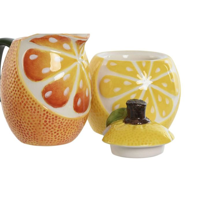 Azucarero Tropical DKD Home Decor Amarillo Naranja 8.4 x 11 x 12 cm Set de 2 2