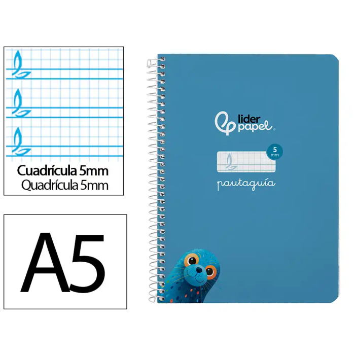 Liderpapel Cuaderno espiral A5 Pautaguía Tapa Dura 80 Hojas 90 gr Cuadro Pautado 5mm Color Azul 0 Liderpapel Cuaderno espiral A5 Pautaguía Tapa Dura 80 Hojas 90 gr Cuadro Pautado 5mm Color Azul 0
