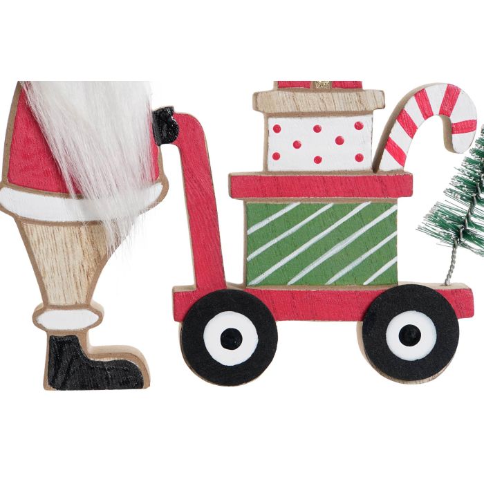 DKD Home Decor Figura Navidad Tradicional Papá Noel Rojo Verde Madera 2 x 13 x 15 cm (6 Unidades) 2