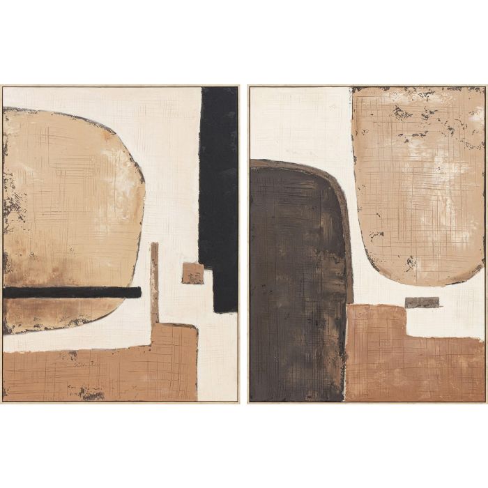 DKD Home Decor Cuadro Moderno Beige Marron Lienzo PS 4.5 x 120 x 90 cm (2 Unidades)