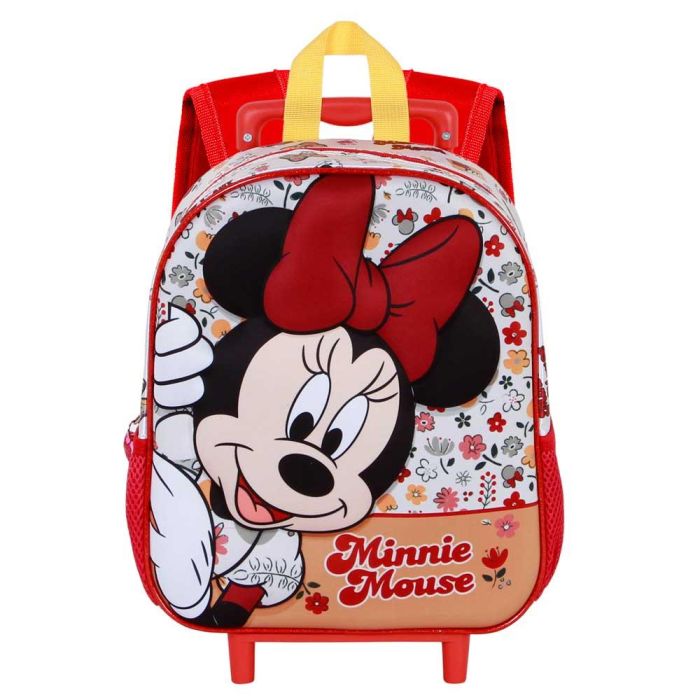 Mochila 3D con Ruedas Pequeña Flowered Disney Minnie Mouse Rojo 1