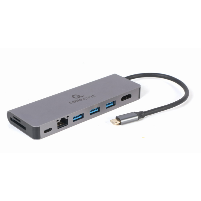 GEMBIRD A-CM-COMBO5-05 Hub USB 3.2 Gen 1 Type-C con HDMI, RJ-45, USB-A, USB-C, Tarjetas SD/MicroSD, 5000 Mbit/s, Gris GEMBIRD A-CM-COMBO5-05 Hub USB 3.2 Gen 1 Type-C con HDMI, RJ-45, USB-A, USB-C, Tarjetas SD/MicroSD, 5000 Mbit/s, Gris
