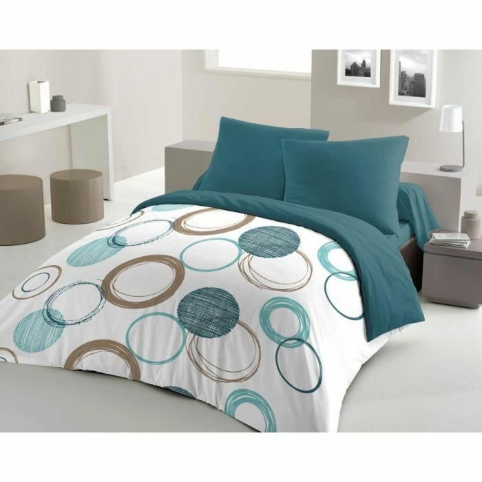 HOME LINGE PASSION Juego de edredón Audace - edredón 220 x 240 cm + 2 fundas de almohada 63x63 cm - Azul pato 4