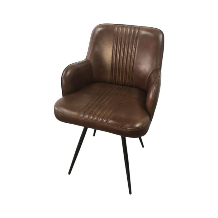 DKD Home Decor Sillón Giratorio Vintage de Piel y Hierro 60 x 82 x 51 cm