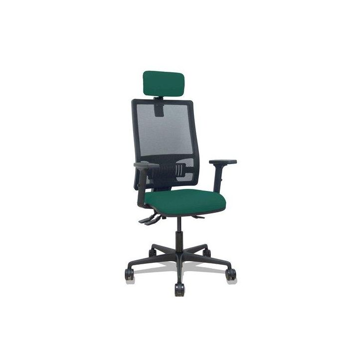 Silla Piqueras Y Crespo Bormate Brazos 2D Apoyo Lumbar Y Cabecero Regulables Mecanismo Asincro Ruedas Nylon De 65 Respaldo De Malla Negra Y Asiento Tapizado Bali Verde Botella