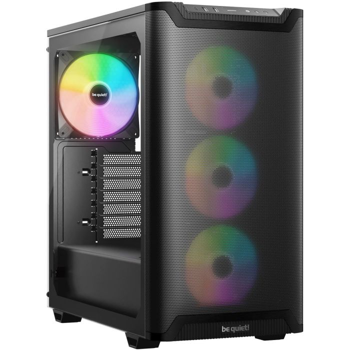 be quiet! Pure Base 501 LX Negra Torre PC Midi con Ventana Lateral, Iluminación RGB y 3x120mm Fans. Soporte ATX y USB-C.