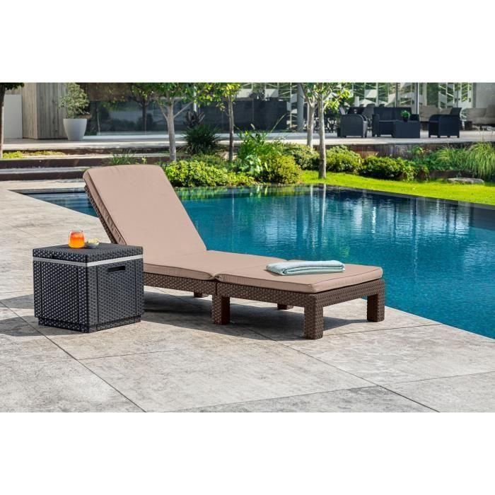 ALLIBERT Tumbona Daytona de Resina Trenzada con Cojín, Respaldo 4 Posiciones y Diseño Elegante - Marrón 1 ALLIBERT Tumbona Daytona de Resina Trenzada con Cojín, Respaldo 4 Posiciones y Diseño Elegante - Marrón 1