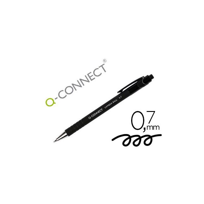 Boligrafo Q-Connect Retractil Con Grip 0,7 mm Color Negro 12 unidades