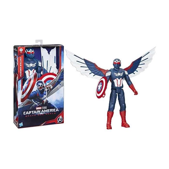 Hasbro F9301 Figura Deluxe de Acción Capitán América Titan Hero 30 cm con Escudo y Alas Removibles | Colección Marvel Avengers 2