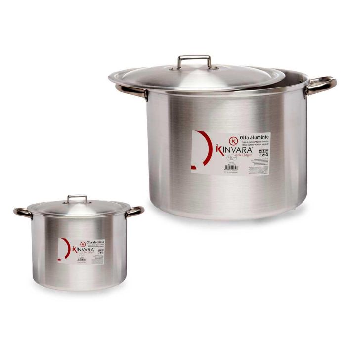 Olla de Aluminio Kinvara 32 cm 20 L - Plata, Apto Gas/Horno/Lavavajillas (2 Unidades) Olla de Aluminio Kinvara 32 cm 20 L - Plata, Apto Gas/Horno/Lavavajillas (2 Unidades)