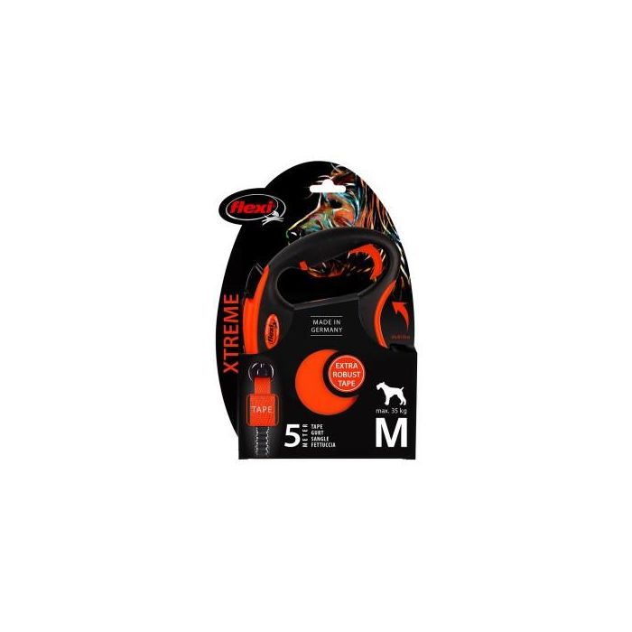 Flexi Correa Xtreme M Cinta 5M Negro-Naranja para Perros 2 Flexi Correa Xtreme M Cinta 5M Negro-Naranja para Perros 2