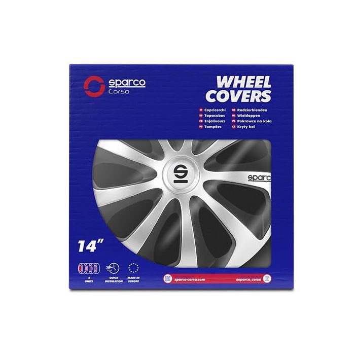 Tapacubos Sparco SPC1473SVBK Plateado Negro 14" Negro/Plateado 4 Tapacubos Sparco SPC1473SVBK Plateado Negro 14" Negro/Plateado 4