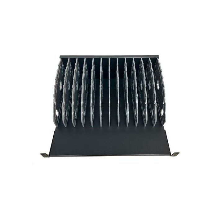 Ewent EW1721 Estación de Carga Organizador para 12 Portátiles Tablets Smartphones Rack 19" Gestión Cables Divisores Extraíbles Negro