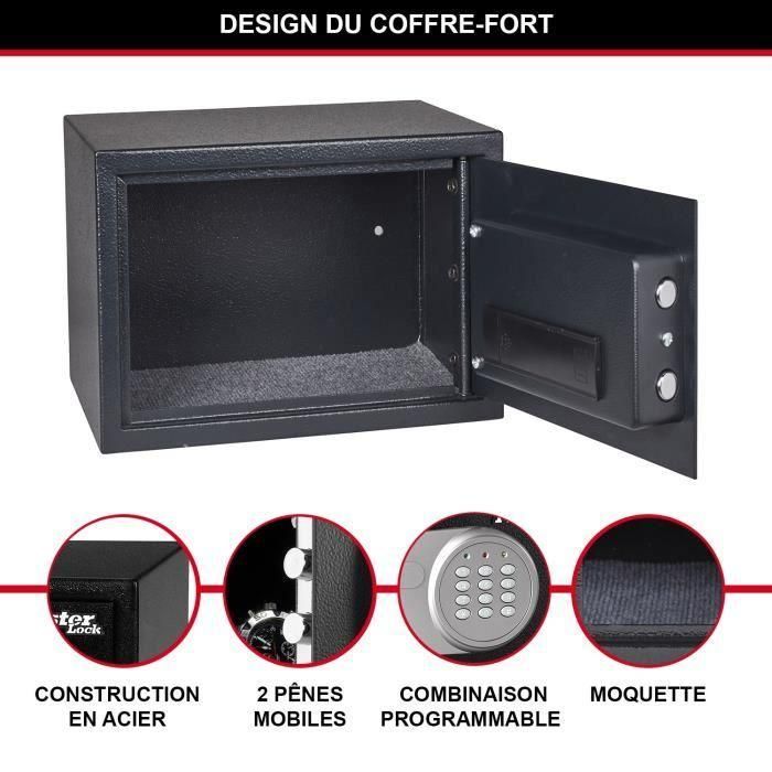 MASTER LOCK Safe con combinación electrónica programable - Negro y gris metalizado 3 MASTER LOCK Safe con combinación electrónica programable - Negro y gris metalizado 3