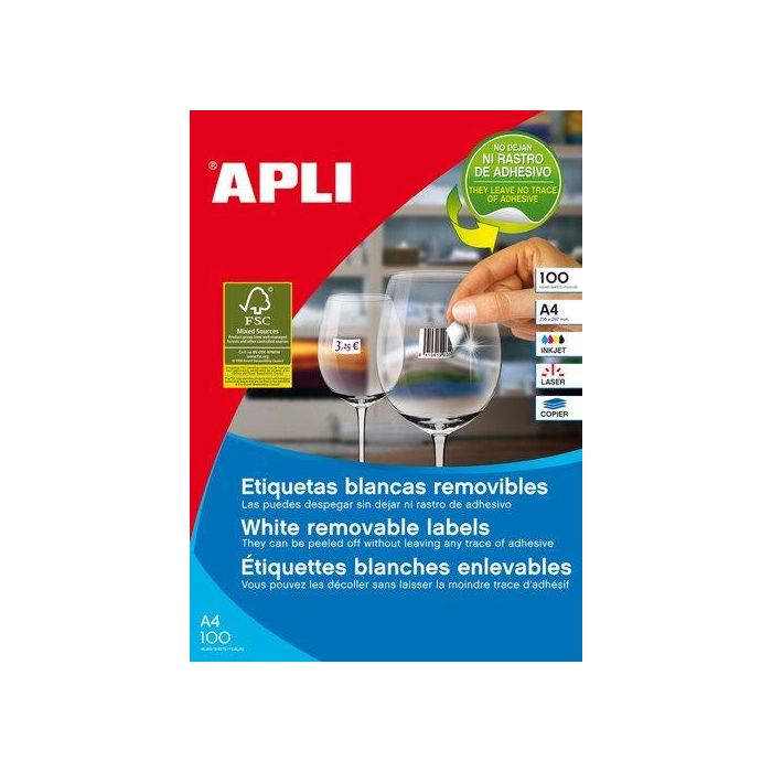 Etiquetas Adh.Impr.Apli A4 Blanca C.Rectos Removible Caja 100H 48,5X16,9 Mm 6.800 Uds.(03053)