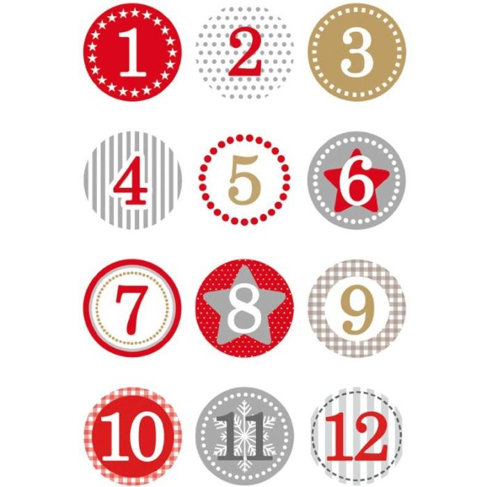 HERMA DECOR ADVENTSKALENDERZ.1-24. ROT Ø 2 cm 1