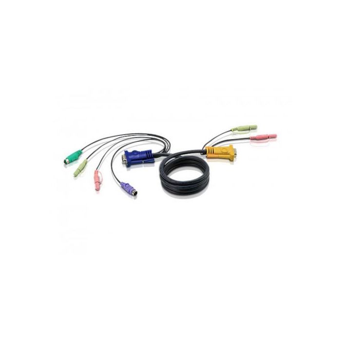 Aten 2L5303P Cable KVM VGA, Teclado y Ratón, 3 m, Negro