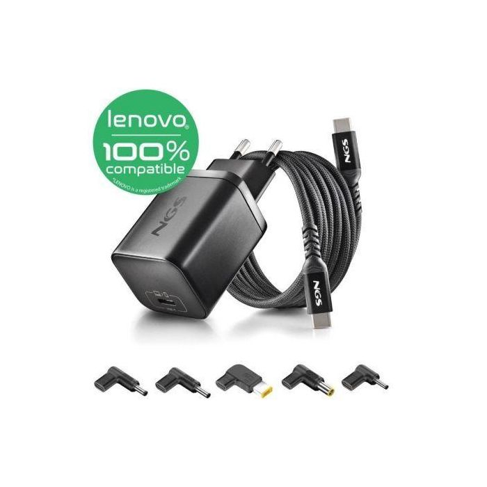 NGS BUD65W-L Cargador GaN USB-C 65W para Portátil Lenovo Automático con 5 Conectores Voltaje 5-20V 0 NGS BUD65W-L Cargador GaN USB-C 65W para Portátil Lenovo Automático con 5 Conectores Voltaje 5-20V 0