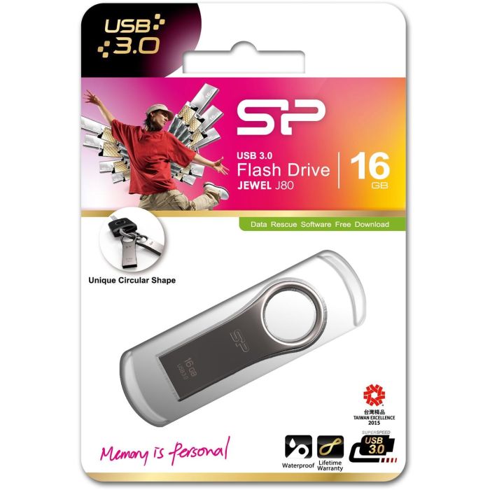 STICK Silicon Power USB-Stick 16GB USB3.0 J80 Silver/Zinc Alu. 5