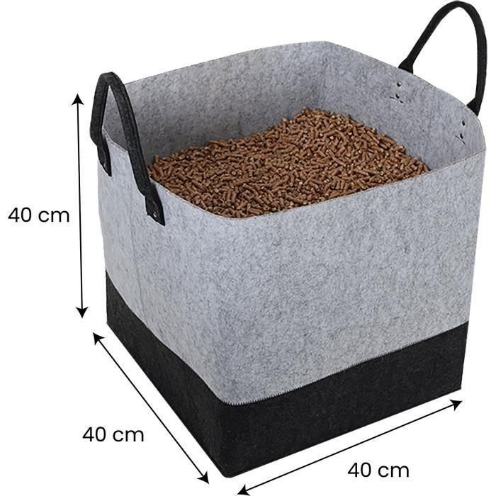 Saco de pellets de fieltro - EDA - Jura Montania - 60 L - Capacidad 45 kg - 40 x 40 x Al. 40 cm - Gris hormigón / Gris antracita 2 Saco de pellets de fieltro - EDA - Jura Montania - 60 L - Capacidad 45 kg - 40 x 40 x Al. 40 cm - Gris hormigón / Gris antracita 2
