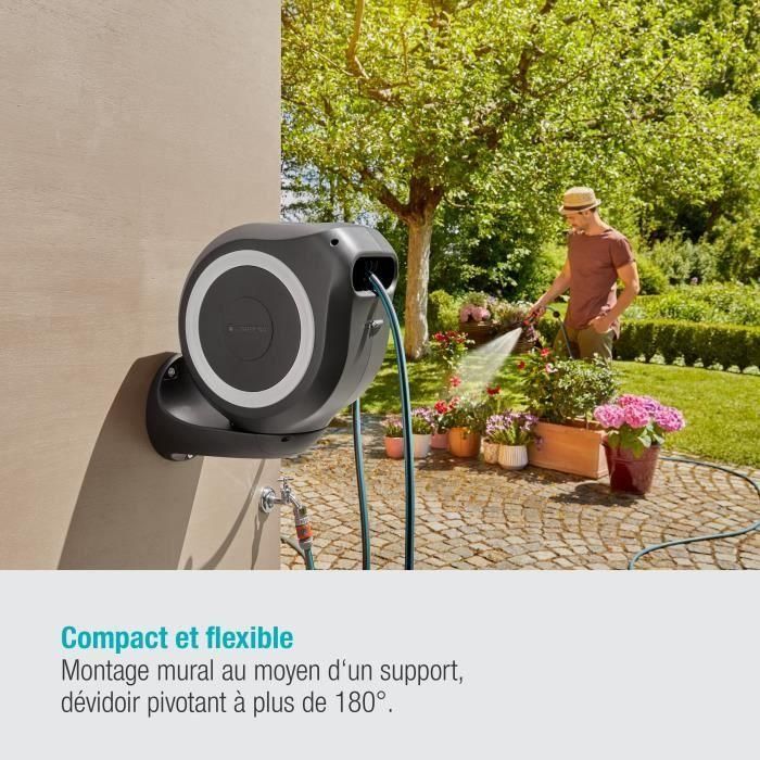GARDENA Enrollador de manguera automático de pared RollUp M 20 m con borde blanco 2 GARDENA Enrollador de manguera automático de pared RollUp M 20 m con borde blanco 2