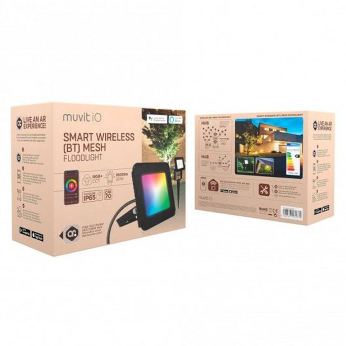 Muvit MIOBMH001 Foco Proyector Inalambrico Inteligente para Exterior con Tecnologia BT Mesh Compatible con Alexa y App muvit iO Home 2