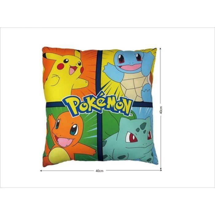 Pokemon POK3700891712842 Cojín Doble Cara Cuadrado de Microfibra - Pikachu y sus Amigos - 40 x 40 cm 2