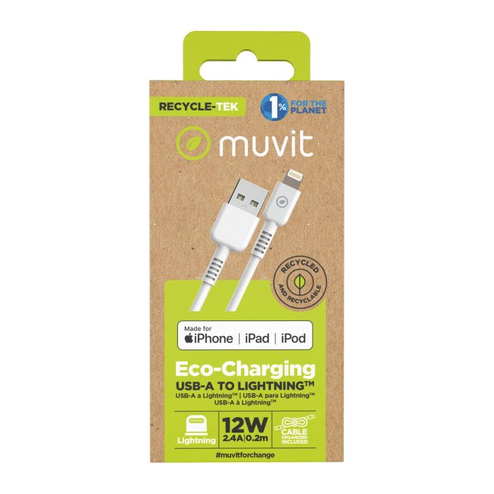muvit for change cable USB a Lightning MFI 2,4A/12W 0,2m blanco 4 muvit for change cable USB a Lightning MFI 2,4A/12W 0,2m blanco 4