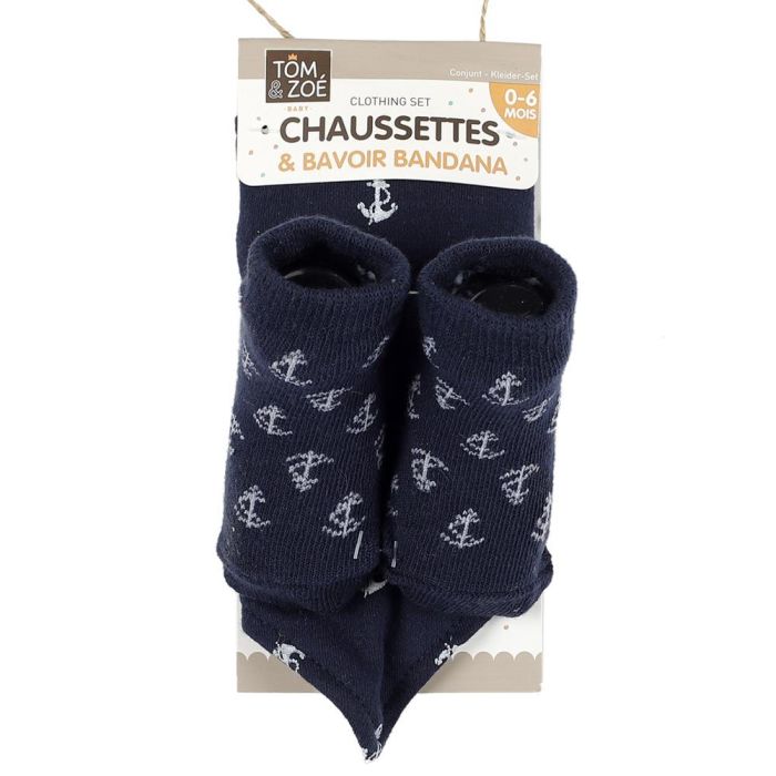 Tom et Zoe Juego Babero Calcetines Niño Algodón 100% 1