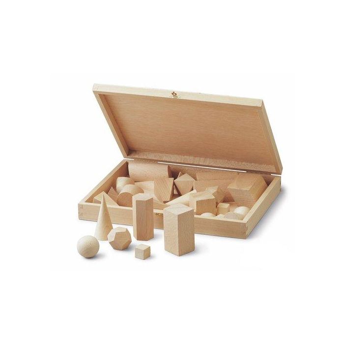 Juego Didactico Estuche Cuerpos Geometricos De Madera 28 Unidades