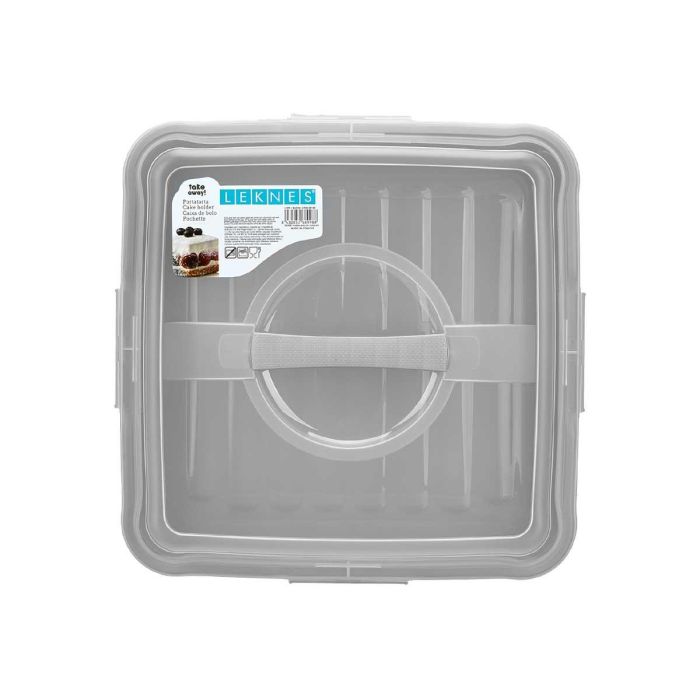 Portatarta Cuadrado Asa Gris Leknes 35x10.5x35 cm, Plástico PP (12 Unidades) 2 Portatarta Cuadrado Asa Gris Leknes 35x10.5x35 cm, Plástico PP (12 Unidades) 2