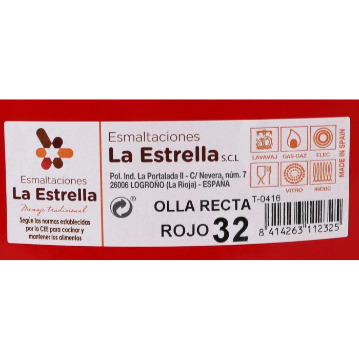 Olla Recta con Tapa 32 cm Rojo - La Estrella (4 Unidades) 1 Olla Recta con Tapa 32 cm Rojo - La Estrella (4 Unidades) 1