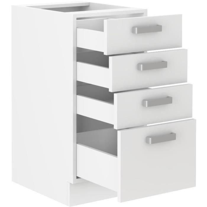 ATLAS Mueble bajo con 4 cajones - Decoración blanca - L40cm - Se vende sin encimera 1 ATLAS Mueble bajo con 4 cajones - Decoración blanca - L40cm - Se vende sin encimera 1
