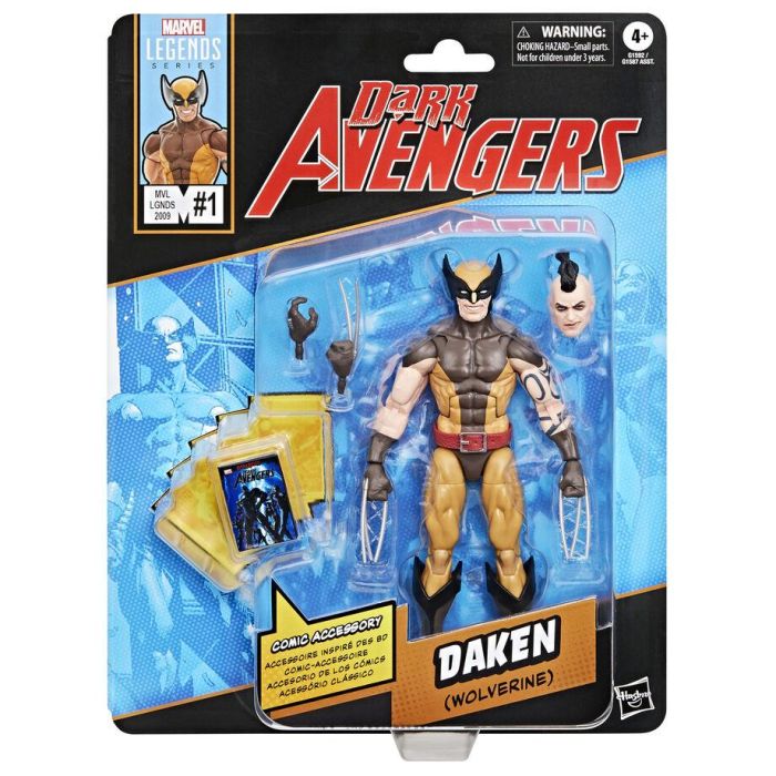 HASBRO Figura Marvel Legends Daken Wolverine Dark Avengers 15cm Articulada con 4 Accesorios: Libro, Manos y Cabeza Alternativas