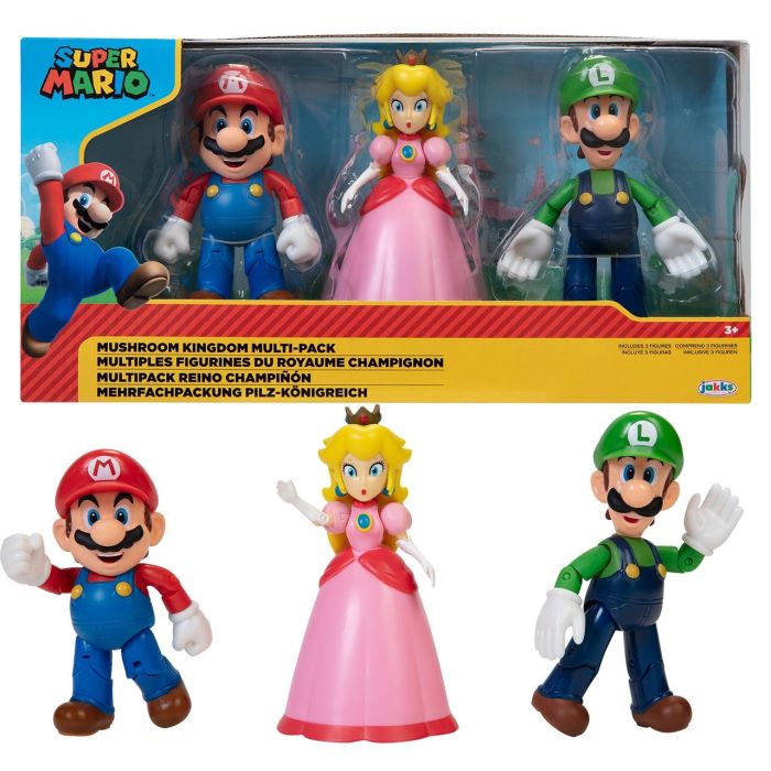 Pack 3 Figuras 10 Cm Reino Champiñón S. Mario 64511-4L Jakks