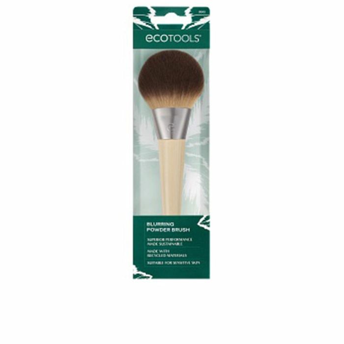 Ecotools Brocha Blurring para Polvos Sueltos o Compactos - Cerdas Sintéticas Suaves con Mango de Bambú - 1 Unidad