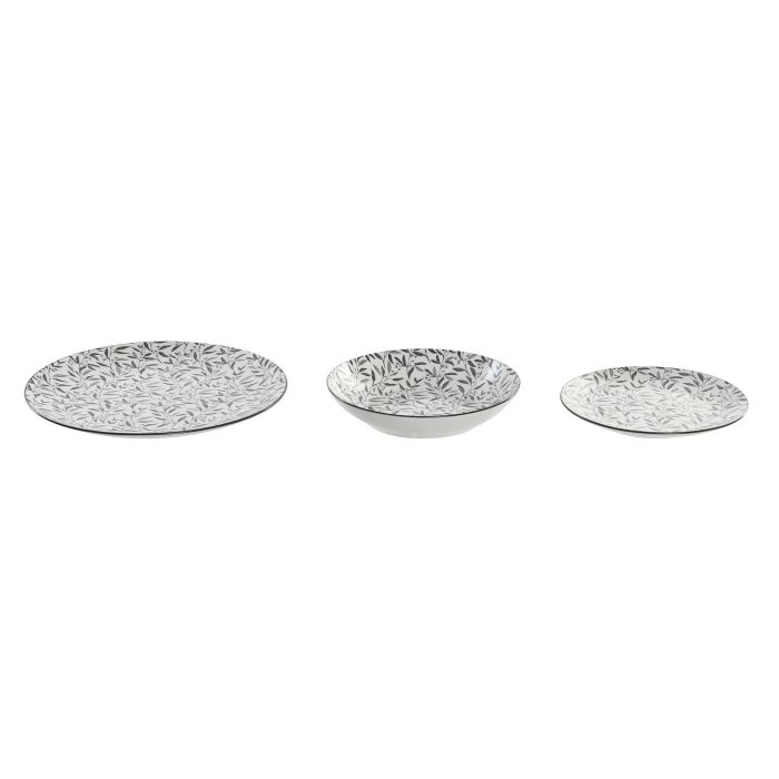 Vajilla Oriental DKD Home Decor Gris Claro 27 x 2 x 27 cm Set de 18 4 Vajilla Oriental DKD Home Decor Gris Claro 27 x 2 x 27 cm Set de 18 4