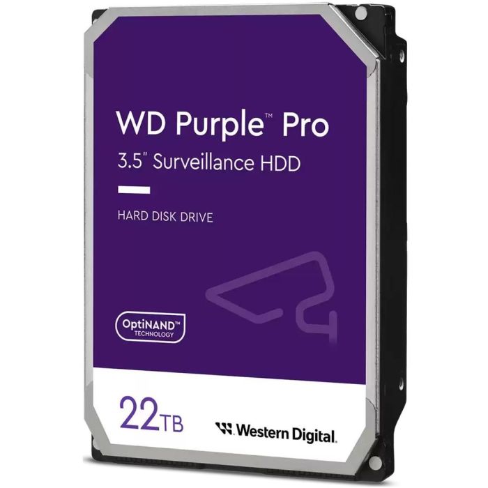 Western Digital Purple Pro Disco Duro Interno 22 TB 7200 RPM 512 MB 3.5" SATA III para Video Vigilancia e IA