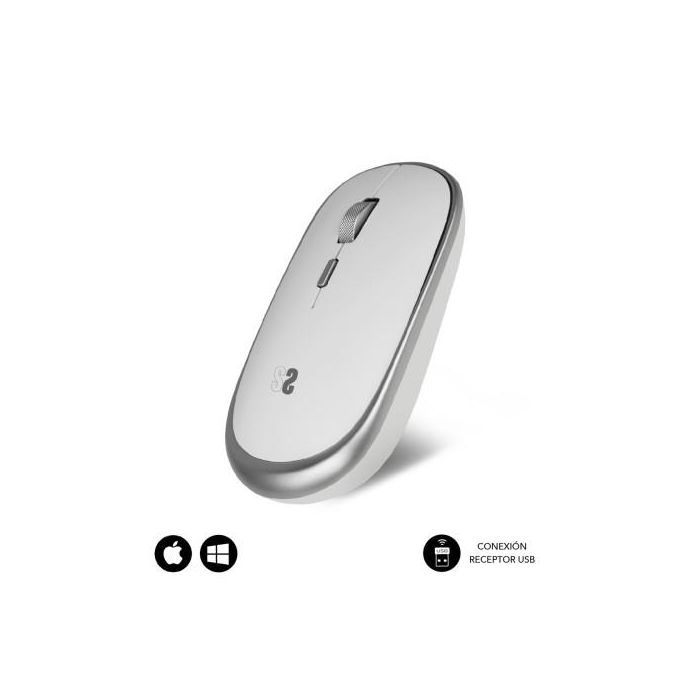 Ratón Mini Inalámbrico Subblim Wireless Mini/ Hasta 1600 DPI/ Plata