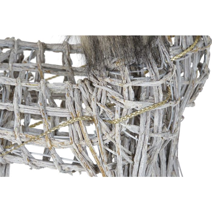 DKD Home Decor Reno Navidad Alpina LED Mimbre Blanco Marron 30x30x58 cm Set de 3 3