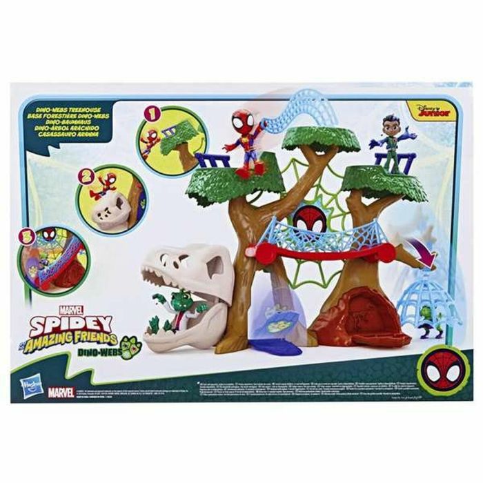 Hasbro SPI1721286199707 Base Forestal Spidey y sus amigos con Dino-Webs, figuras de superhéroes y accesorios, +3 años