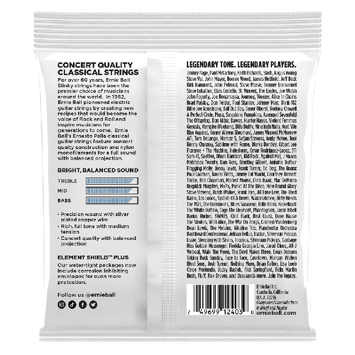 ERNIEBALL Set Cuerdas Guitarra Clásica Nylon Clear & Silver Ernesto Palla Ernieball Tensión Normal/Media 1 ERNIEBALL Set Cuerdas Guitarra Clásica Nylon Clear & Silver Ernesto Palla Ernieball Tensión Normal/Media 1