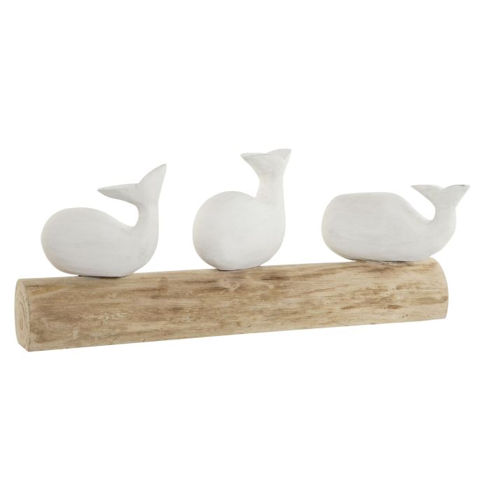 Figura Decorativa Home ESPRIT Blanco Natural Ballena Mediterráneo 52 x 12 x 21 cm