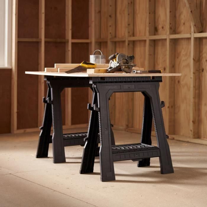 Stanley Caballetes Plegables Profesionales, Juego de 2, Capacidad de Carga 450 kg 3 Stanley Caballetes Plegables Profesionales, Juego de 2, Capacidad de Carga 450 kg 3