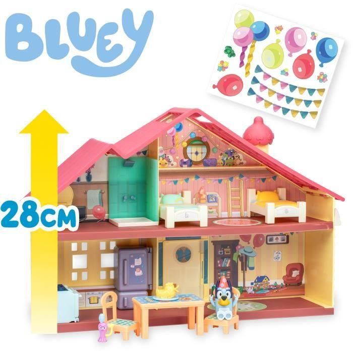 MOOSE 17669 La Casa de Celebraciones de Bluey con 11 Accesorios y Muebles Quita y Pon, Incluye Figura Exclusiva