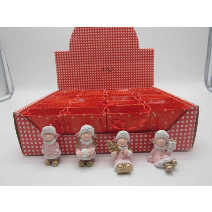 Adorno Navideño DKD Home Decor Resina Ángel (3,5 x 2,5 x 4 cm) (4 Unidades)
