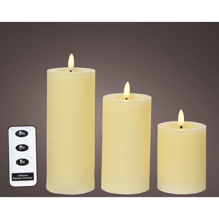 Vela de cera led color crema, ø7 x 19 cm, 3 unidades 0 Vela de cera led color crema, ø7 x 19 cm, 3 unidades 0
